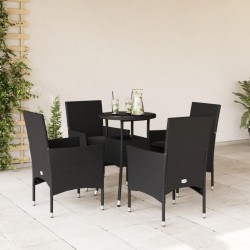 Ensemble de canapé de jardin 6 pcs Noir et Crème polyrotin 482861482861