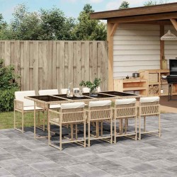 Ensemble de canapé de jardin 6 pcs Noir et Crème polyrotin 482875482875