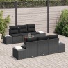 Ensemble de canapé de jardin avec coussin 6 pcs Noir Poly rotin 485041485041