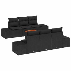 Ensemble de canapé de jardin avec coussin 6 pcs Noir Poly rotin 485041485041