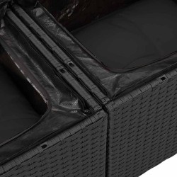 Ensemble de canapé de jardin avec coussin 6 pcs Noir Poly rotin 485041485041