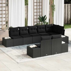Ensemble de canapé de jardin avec coussin 5 pcs Noir Poly rotin 485050485050