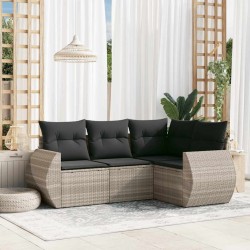Ensemble de canapé de jardin avec coussin 7 pcs Gris polyrotin 485052485052