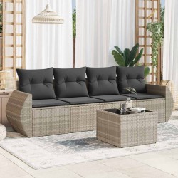 Ensemble de canapé de jardin avec coussin 7 pcs Noir Poly rotin 485054485054