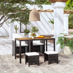 Ensemble de canapé de jardin avec coussin 14 pcs Noir polyrotin 485061485061