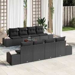 Ensemble de canapé de jardin avec coussin 6 pcs Noir Poly rotin 485069485069