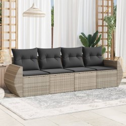 Ensemble de canapé de jardin avec coussin 7 pcs Gris polyrotin 485071485071