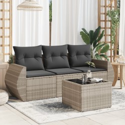 Ensemble de canapé de jardin avec coussin 7 pcs Gris polyrotin 485072485072