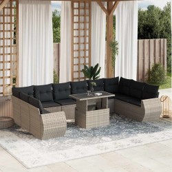 Ensemble de canapé de jardin avec coussin 7 pcs Gris Poly rotin 485078485078