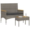  Banc de jardin 2 places avec coussins/table gris résine tressée 