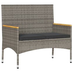  Banc de jardin 2 places avec coussins/table gris résine tressée 