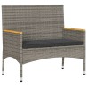  Banc de jardin 2 places avec coussins/table gris résine tressée 