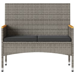  Banc de jardin 2 places avec coussins/table gris résine tressée 