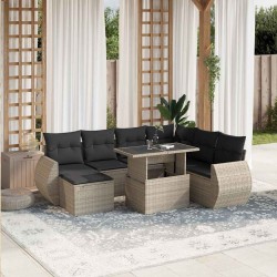 Ensemble de canapé de jardin avec coussin 9 pcs Gris polyrotin 485493485493
