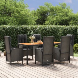 Ensemble de canapé de jardin 9 pcs Noir et Crème polyrotin 485846485846