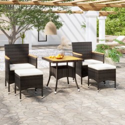 Ensemble de canapé de jardin 8 pcs Noir et Crème polyrotin 485849485849