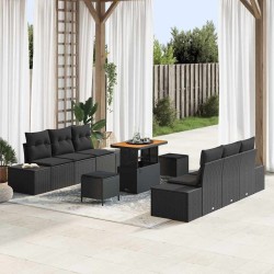 Ensemble de canapé de jardin 5 pcs Noir et Blanc polyrotin 485854485854