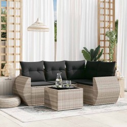 Ensemble de canapé de jardin avec coussin 7 pcs Noir Poly rotin 485911485911