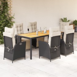 Ensemble de canapé de jardin 9 pcs Noir Poly rotin 485917485917