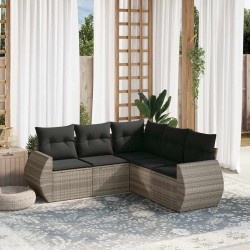 Ensemble de canapé de jardin avec coussin 8 pcs Gris Poly rotin 485922485922