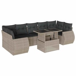 Ensemble de canapé de jardin avec coussin 9 pcs Gris polyrotin 485928485928