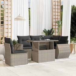 Ensemble de canapé de jardin avec coussin 9 pcs Gris Poly rotin 485929485929