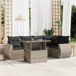 Ensemble de canapé de jardin avec coussin 9 pcs Gris Poly rotin 485935485935