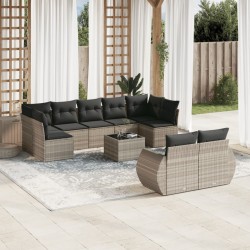 Salon de jardin avec coussins 14 pcs noir résine tressée 485946485946