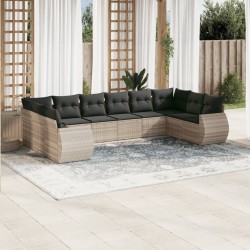 Salon de jardin avec coussins 6 pcs beige résine tressée 485948485948