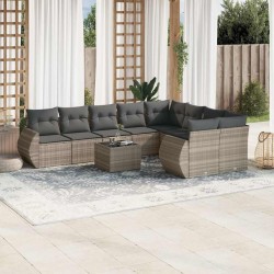 Salon de jardin avec coussins 14 pcs noir résine tressée 485953485953