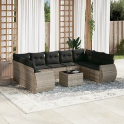 Salon de jardin avec coussins 13 pcs noir résine tressée 485954485954