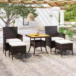 Ensemble de canapé de jardin 8 pcs Noir et Crème polyrotin 485957485957