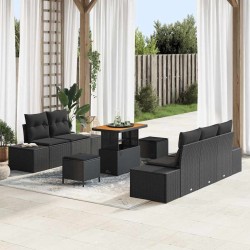 Ensemble de canapé de jardin 11 pcs Noir Poly rotin 485961485961