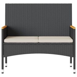  Banc de jardin 2 places avec coussins/table noir résine tressée 
