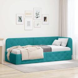 Cadre de lit d'angle avec matelas 2 pcs Bleu Velours 486446486446
