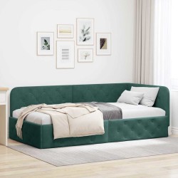 Cadre de lit d'angle avec matelas Crème 90 x 190 cm Velours 486450486450