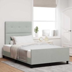 Cadre de lit d'angle avec matelas 2 pcs Gris clair Velours 486983486983