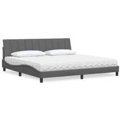 Cadre de lit d'angle avec matelas 2 pcs Gris Velours 486992486992