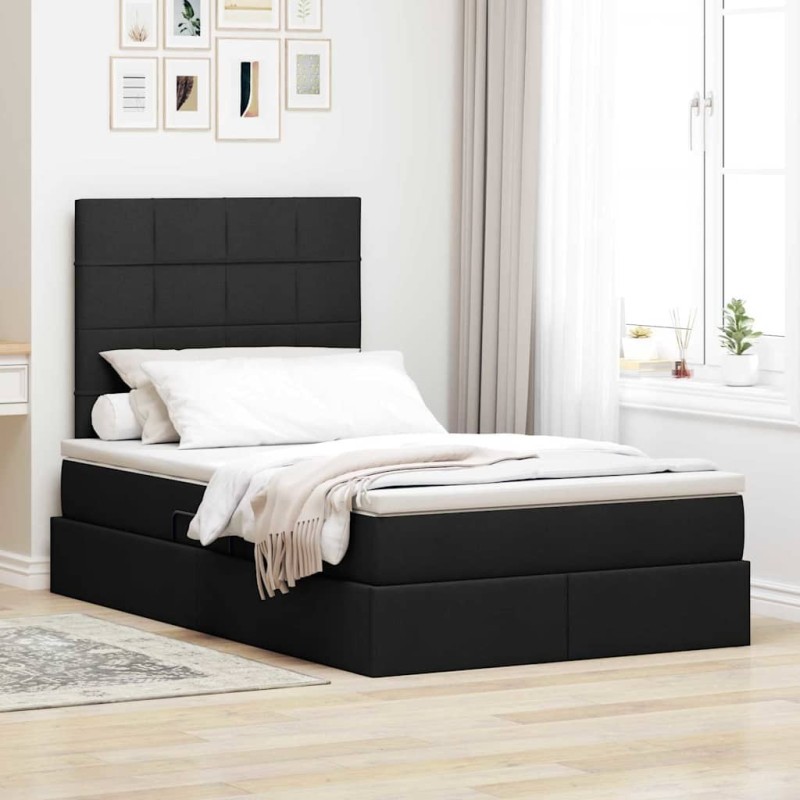 Cadre de lit d'angle avec matelas 2 pcs Noir Velours 486996486996