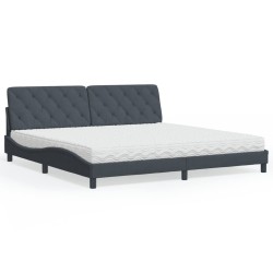Cadre de lit d'angle avec matelas 2 pcs Gris Velours 487001487001