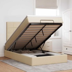 Cadre de lit d'angle avec matelas 2 pcs Crème Velours 487154487154