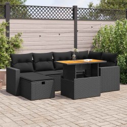 Salon de jardin avec coussins 7 pcs gris résine tressée 488779488779