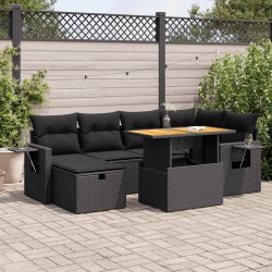 Salon de jardin avec coussins 7 pcs gris résine tressée 488781488781
