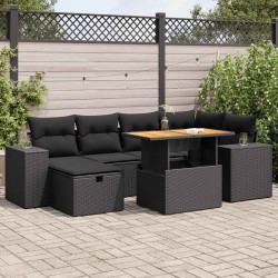 Salon de jardin avec coussins 7 pcs gris résine tressée 488782488782