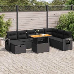 Salon de jardin avec coussins 7 pcs gris résine tressée 488784488784