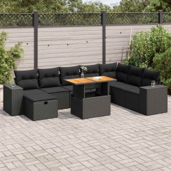 Salon de jardin avec coussins 7 pcs gris résine tressée 488786488786