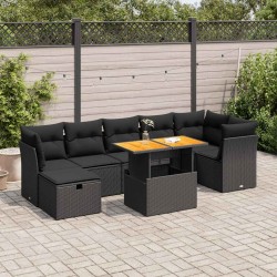 Salon de jardin avec coussins 7 pcs gris résine tressée 488787488787