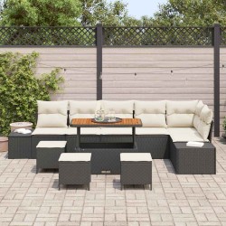 Salon de jardin 5 pcs avec coussins Gris Résine tressée 488842488842