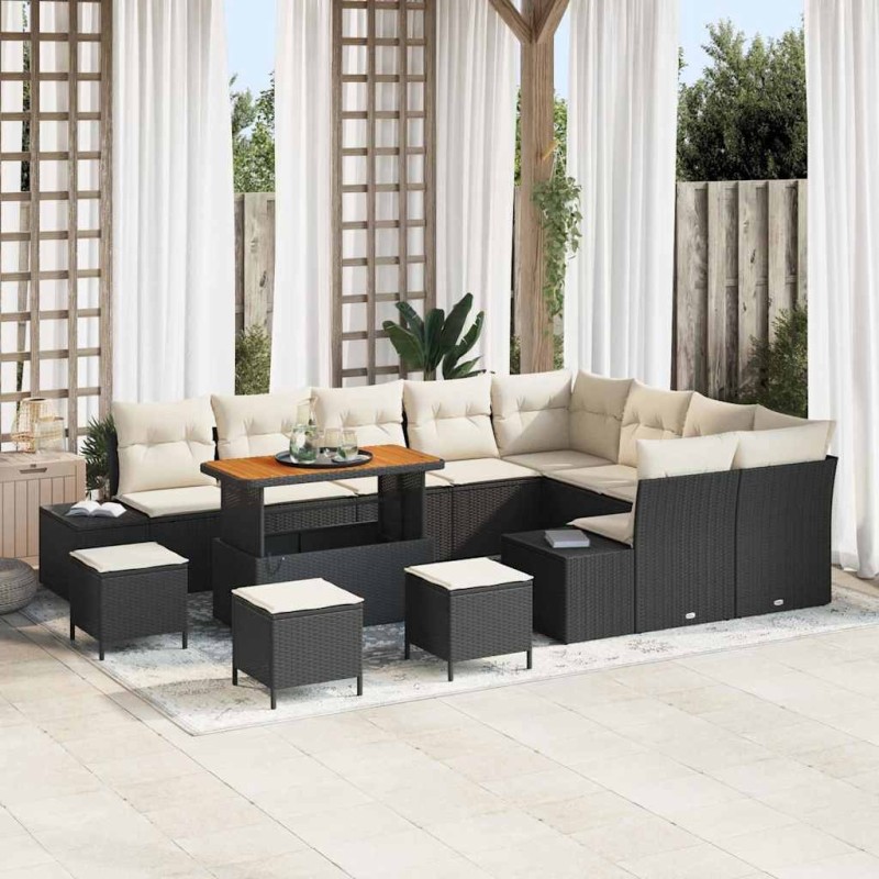 Salon de jardin avec coussins 7 pcs gris clair résine tressée 488856488856