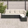 Salon de jardin 9 pcs avec coussins noir résine tressée 488862488862